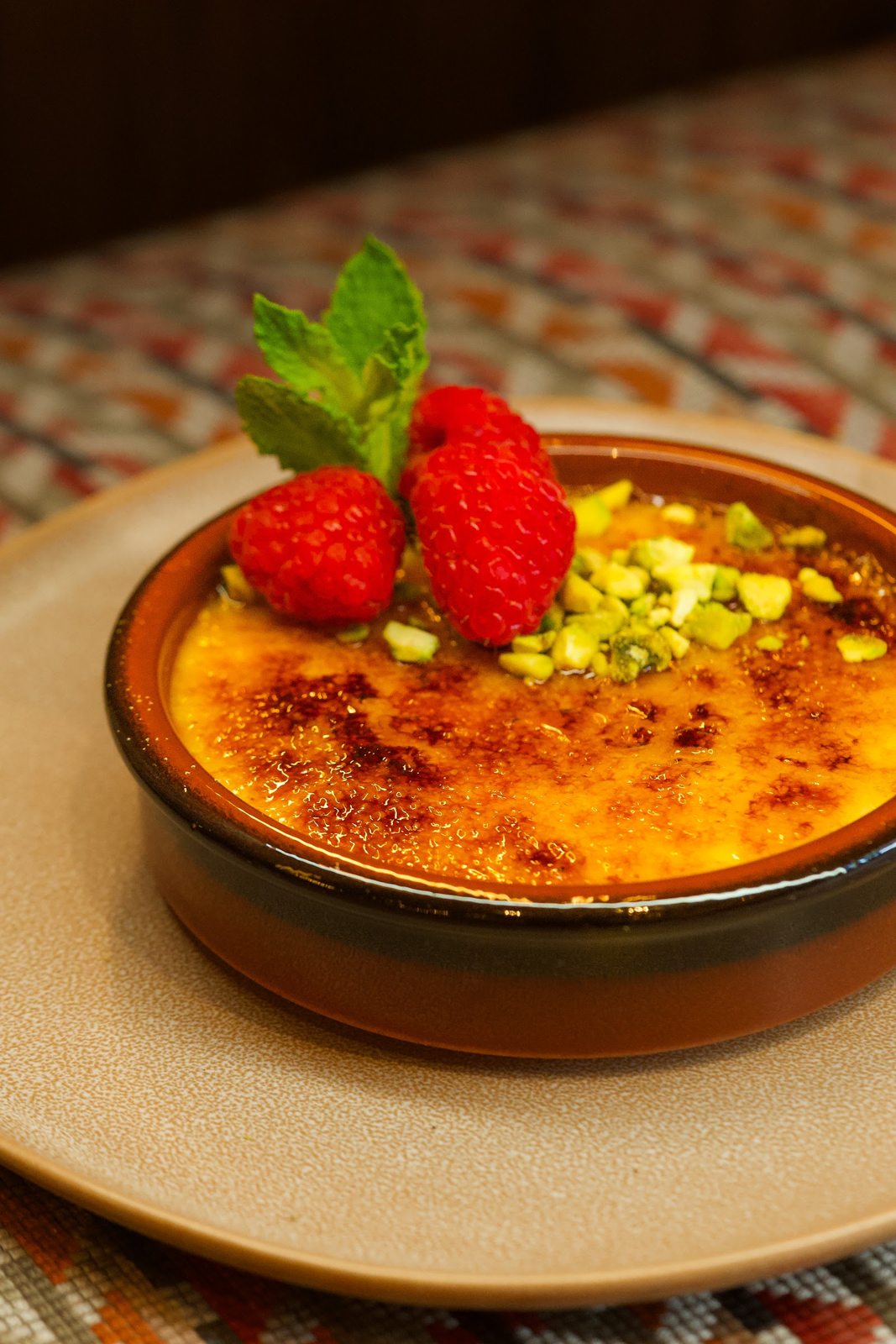 Creme Brulee with caramelized sugar at Layali Miami
