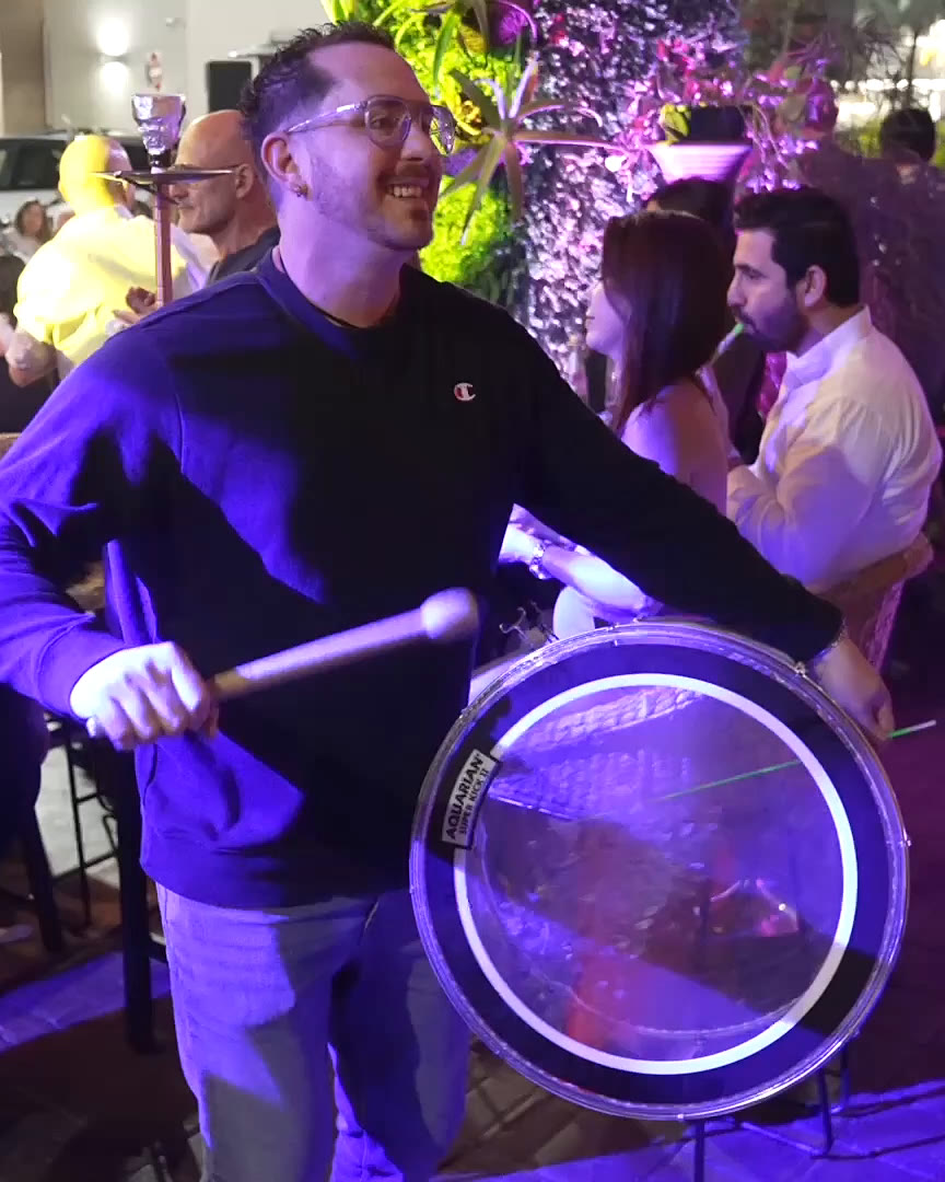 Drummer leading the celebration at Layali Miami