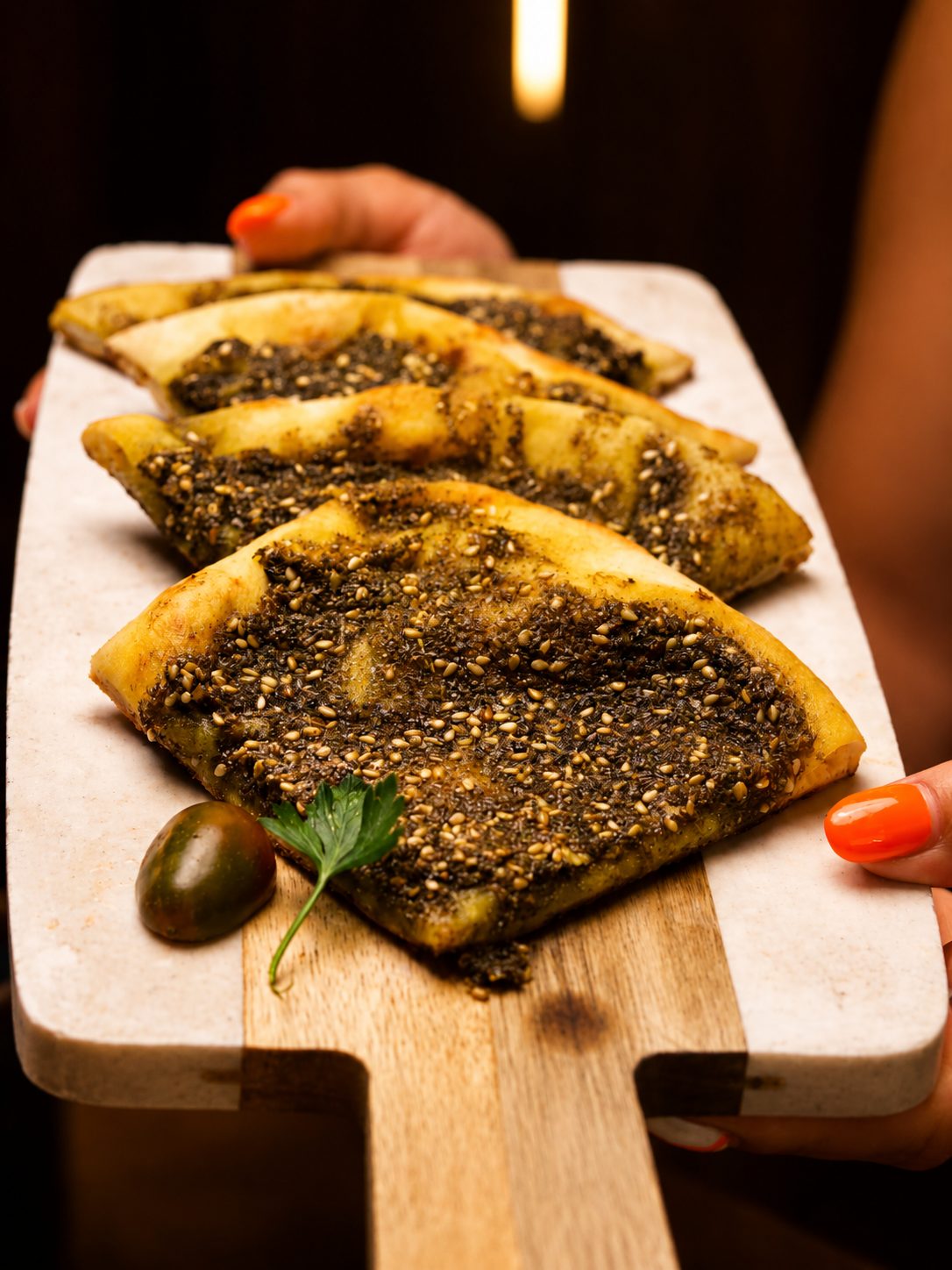 Za'atar mana'eesh flatbread at Layali Miami